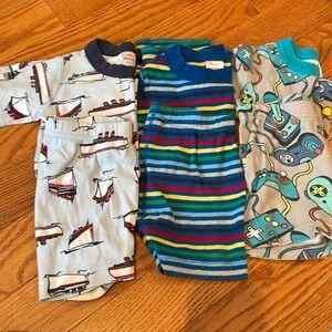 3 pairs of Hanna Andersson shorts pajamas. Boats, stripes, video games. Size 4
